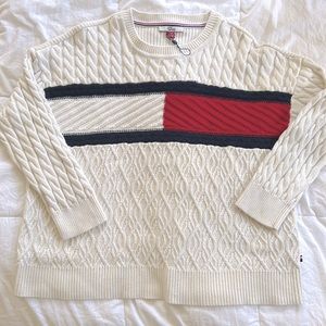 Tommy Hilfiger cable knit sweater logo y2k preppy 90’s